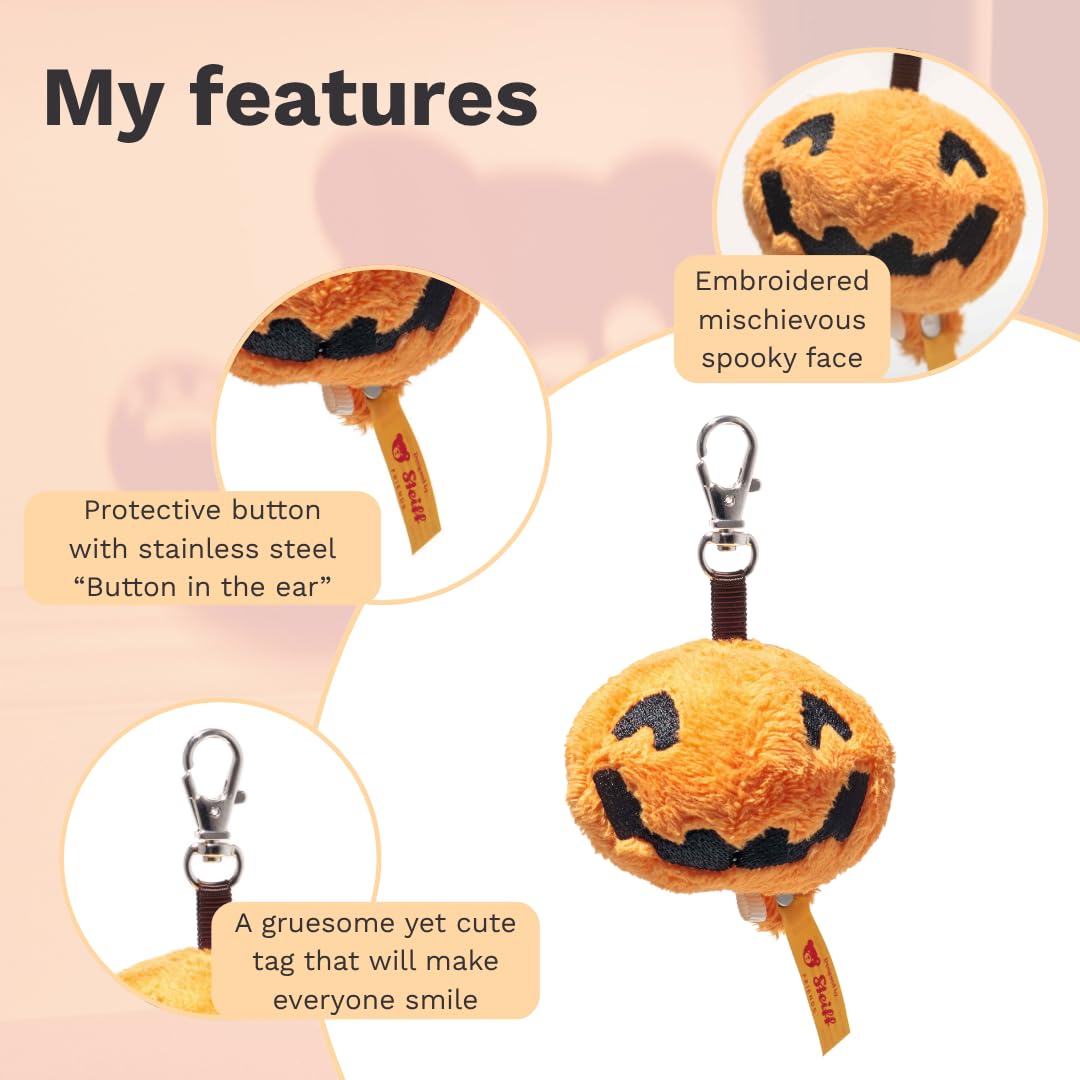 Steiff soft toy Little Pumpkin keyring, cute soft toy, children, boys & girls, Friends, 6 cm, orange, 114182 - Image 3