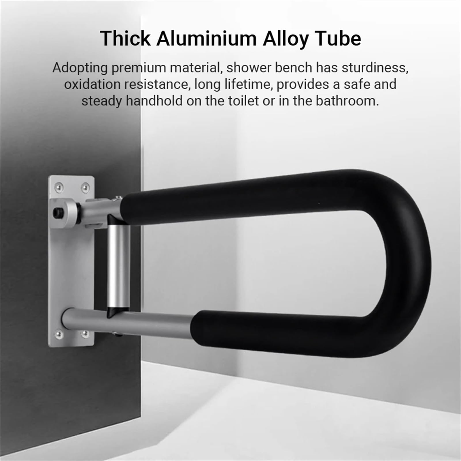 Barra abatible para baño y aseo Barra de agarre for baño, manija abatible con tornillo, barra seguridad for inodoro, manual, equipo cuidado la salud for ancianos y discapacitados(Black)