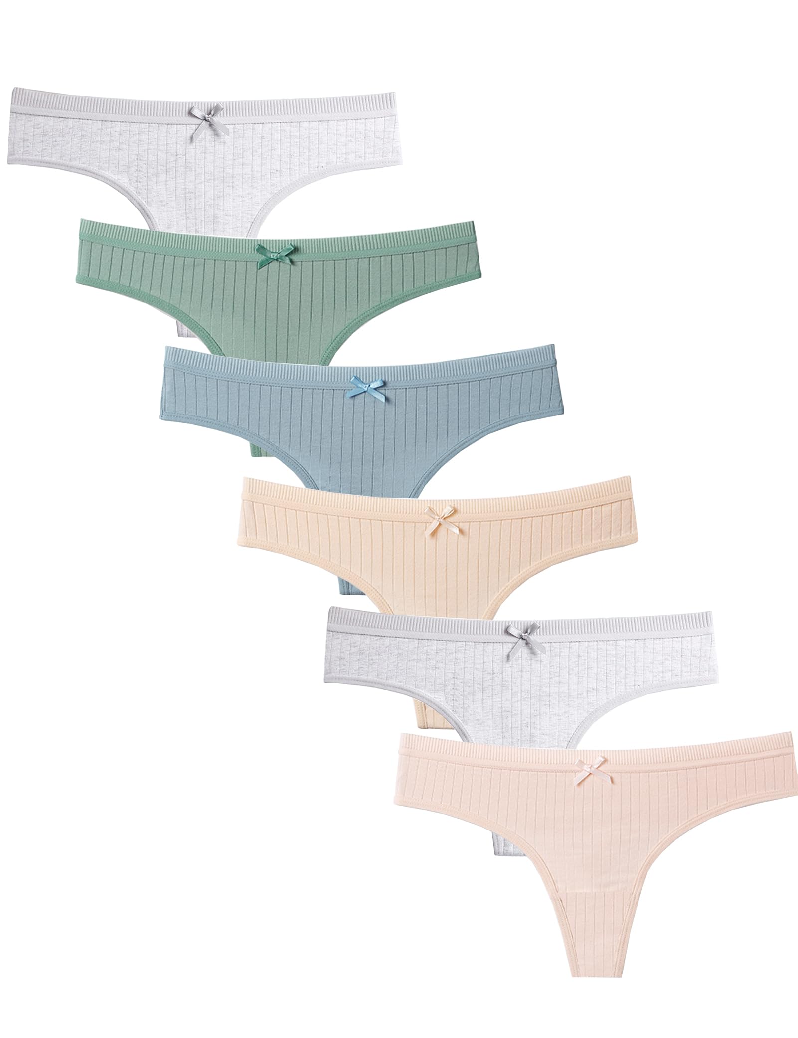 Kiench Teen Girls Thongs Underwear Cotton Panties for Teenager 10-18 Years Pack of 6