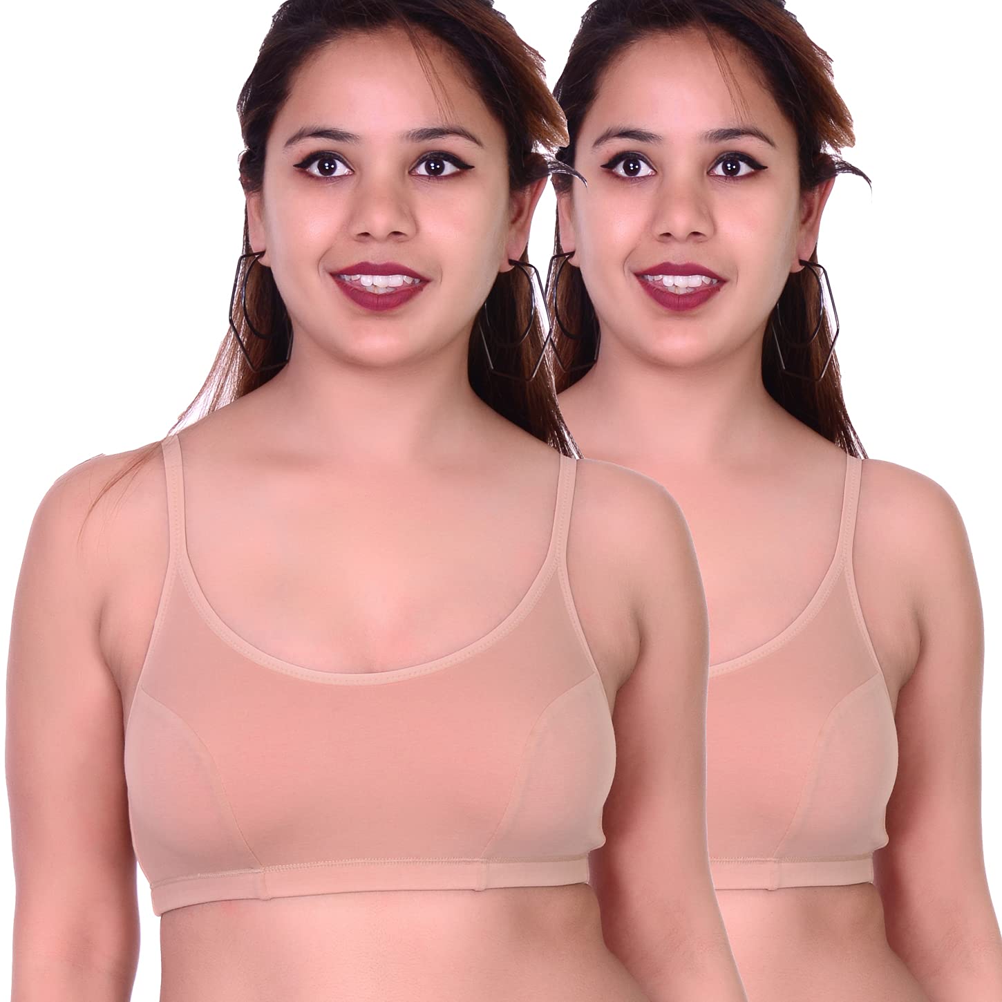 glowbody Women's Lycra Cotton Non Padded Wire Free Sara Mirza Sports Bra (Pack of 2)-picture-41