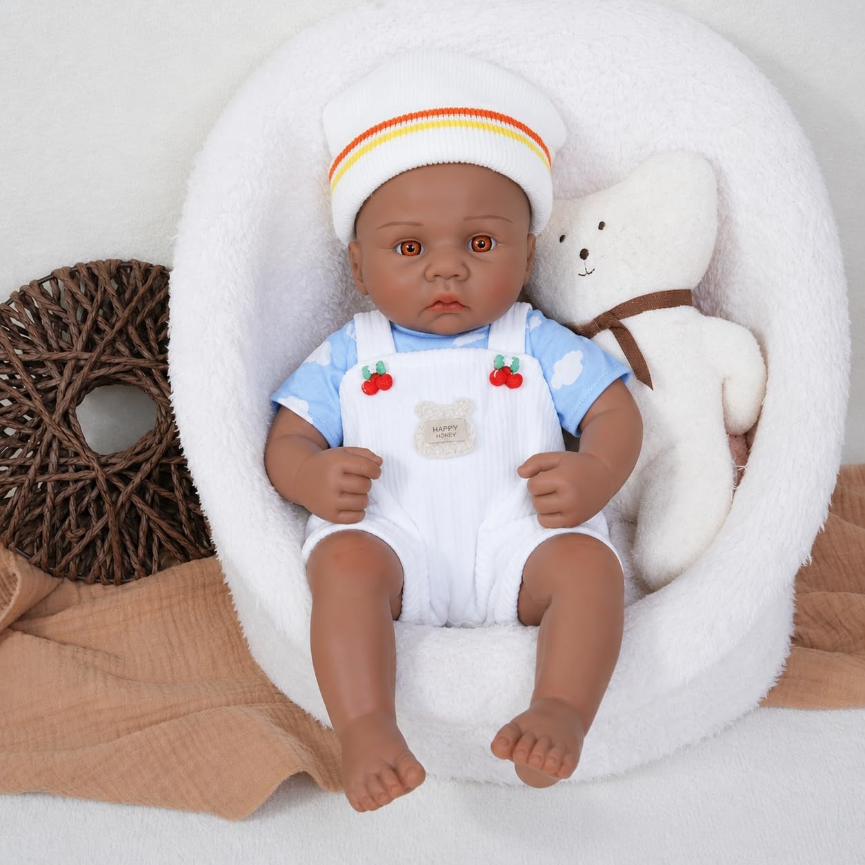 Silicone Baby Doll 15 Inch Full Silicone Baby Doll Reborn Boy Doll Soft Silicone Baby Doll Weighted 4.85lb Full Body Silicone Baby Doll Realistic Baby Doll Boy Gift for Kids Age 3+