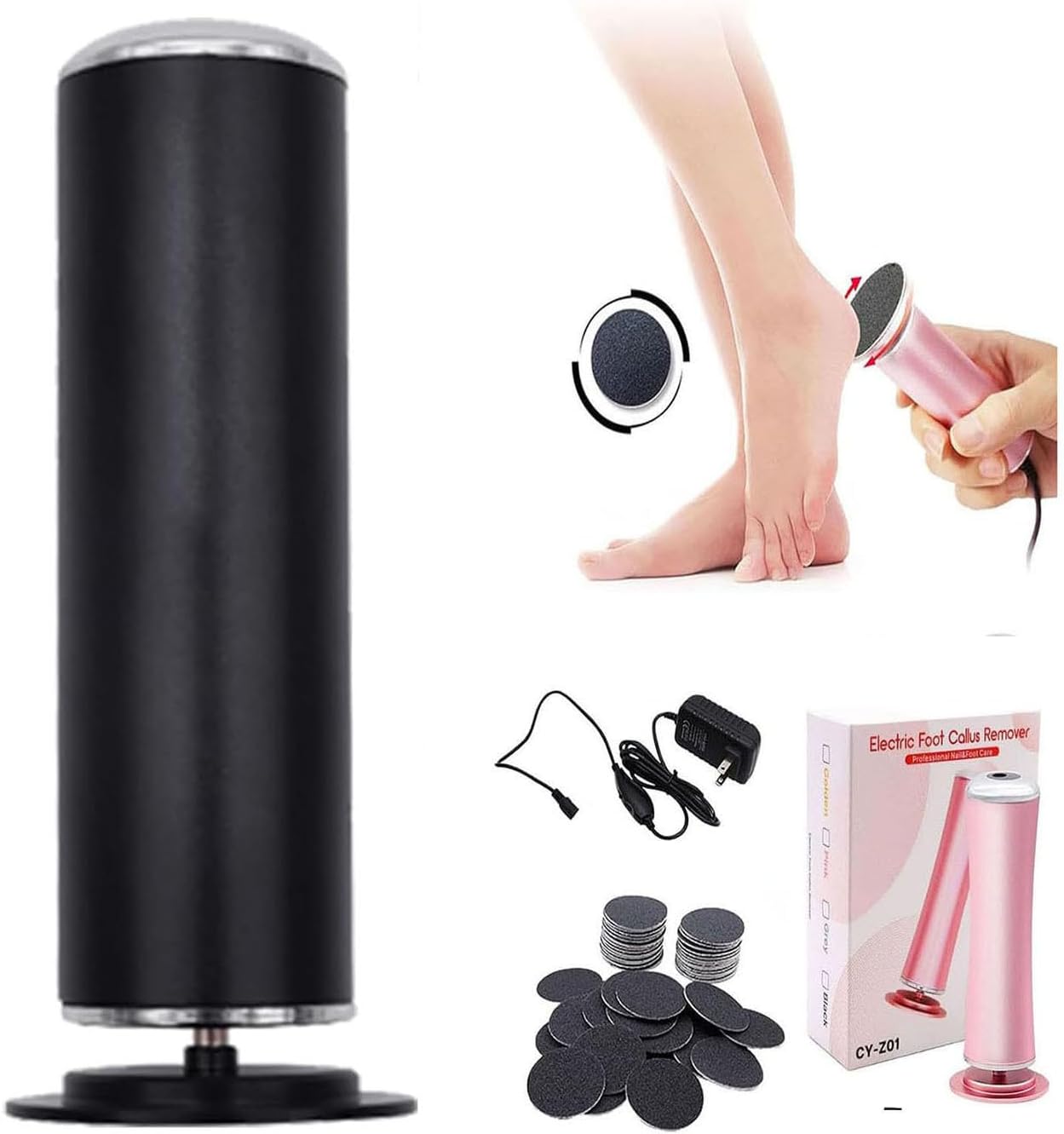 Electric Foot Callus Remover, Electric Foot File for Foot Callus Remover, Best Pedicure Tool, Foot Cleanser, Foot Scrubber for Dead Skin and Cracked Heels (Black)