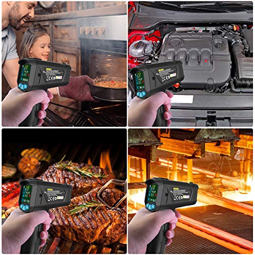 Infraroodthermometer, Curconsa contactloos digitaal IR-lasertemperatuurpistool van -50 ~ 800 ℃ met instelbare… - Image 8