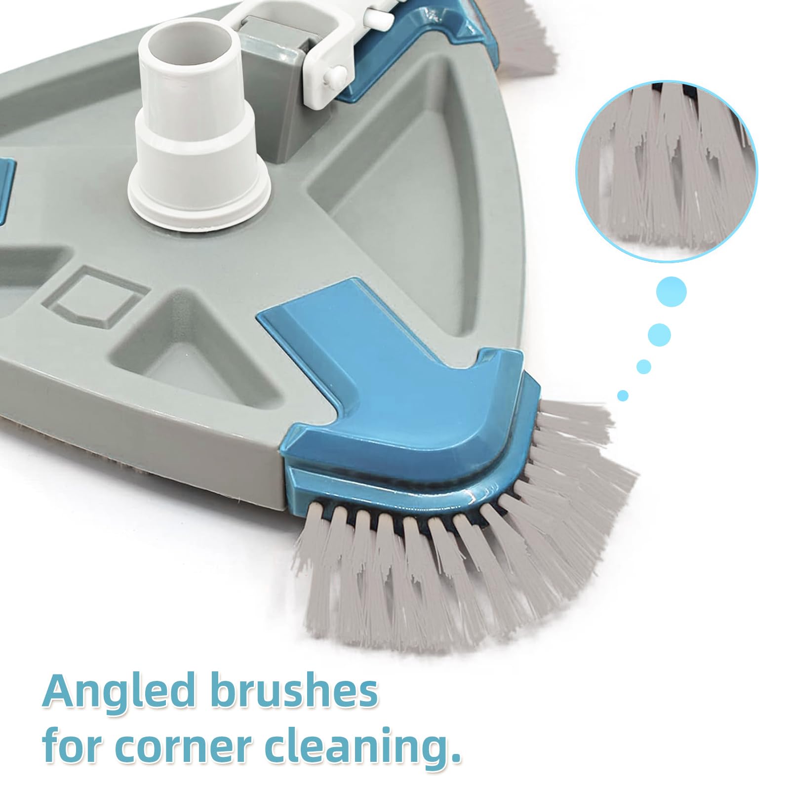 Tête d'aspirateur de Piscine Triangulaire lestée avec Brosse de Fond et latérale, poignée EZ Clip