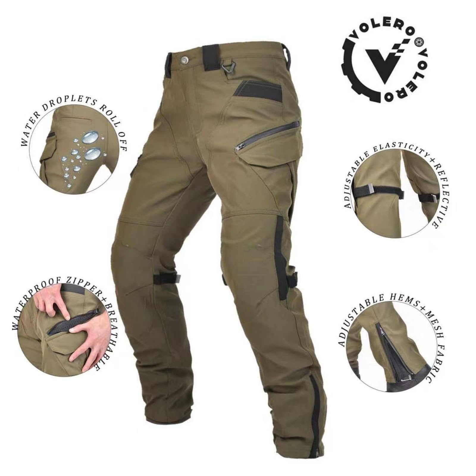 Pantalón Moto Hombre Homologado con Protecciones CE Honeycomb – Ajustables y Fijables, 97% Algodón Elástico, Urbano 4 Estaciones, Ligeramente Impermeable y Reflectante