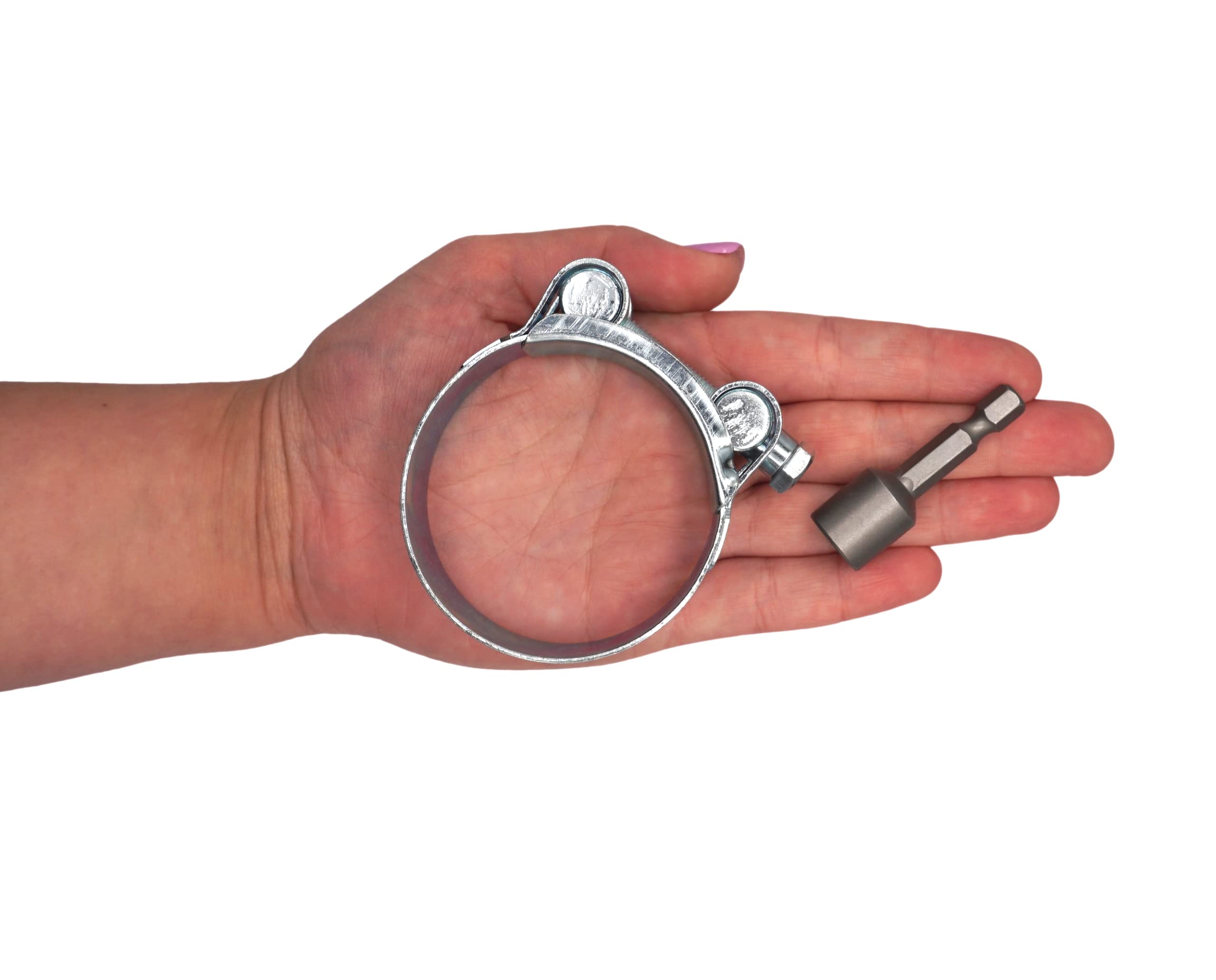 SKIR'CO  Pack Van 2 Stuks  RVS Verstelbare Slangklemmen Magnetische Zeskantstuurbeetje