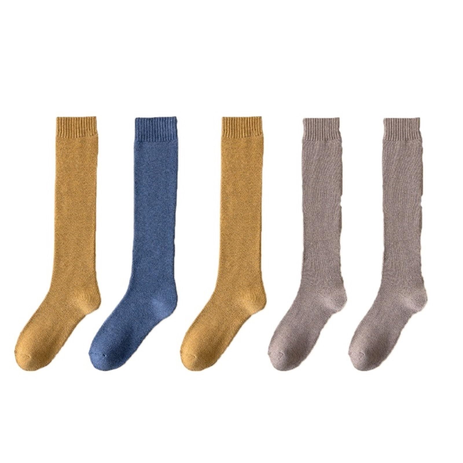 5 pares de calcetines cálidos invierno for mujer, transpirables y gruesos, hasta la rodilla, algodón, informales Para Niñas y Mujeres