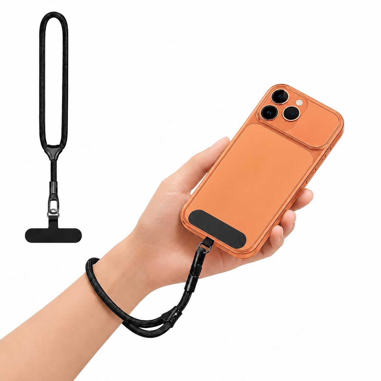 Sumiko® Phone Wrist Strap, Universal Adjustable Hand Wrist Strap Lanyard for iPhone and Most Smartphones, 360 ° Swivel Multifunctional Patch Lanyard with Phone Tether Tab for Women and Men Black-image-34