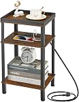 Table d'appoint pour les petits espaces,3 Table d'extrémité de niveau avec plateau de rangement en métal, Table de chevet de table mince de petite Narrow,Nightstand pour Hallway,Salle de séjour,Chambre, Bureau (Cherry)
