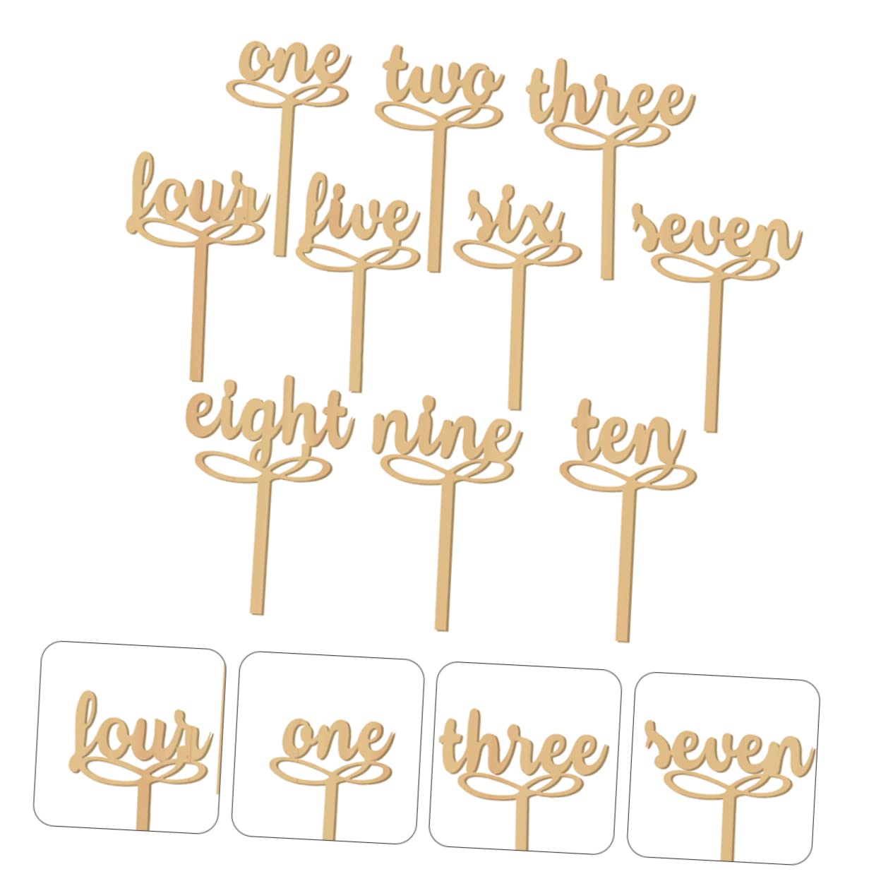 Cabilock 10pcs Wooden Wedding Table Numbers Gold Marking Table Number Sticks for Banquet Decor