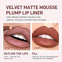 Vista 5 de Juego de 12 delineadores de labios mate, lápiz labial de terciopelo cremoso, kit de maquillaje de labios de un solo paso, impermeable, de larga