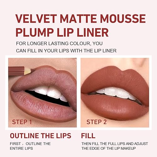 Miniatura 5 de Juego de 12 delineadores de labios mate, lápiz labial de terciopelo cremoso, kit de maquillaje de labios de un solo paso, impermeable, de larga