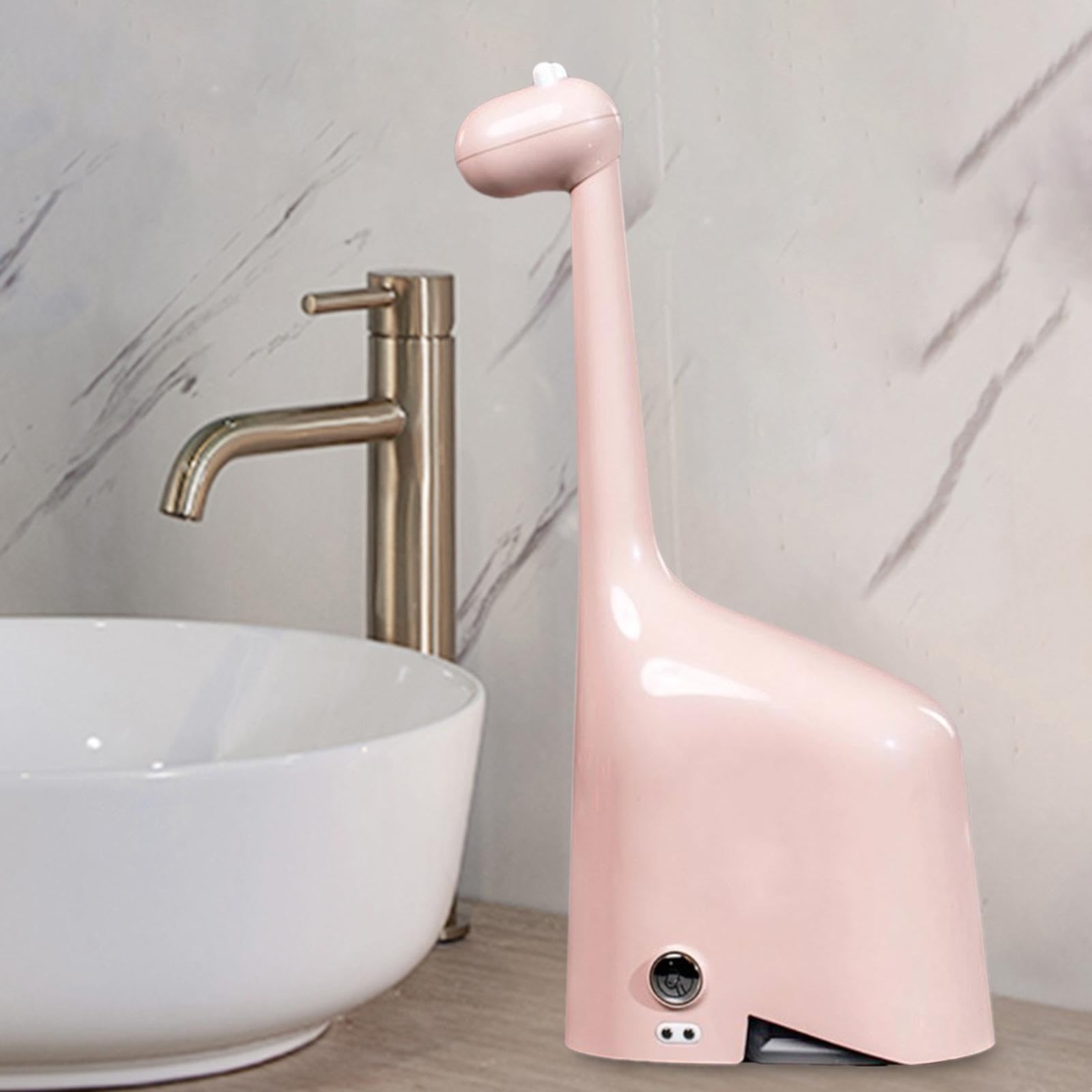 Dispensador de Jabón Automático Sin Contacto, Dispensador de Jabón Espumoso con Forma de Jirafa para Ducha de Baño, Rosa, Individual