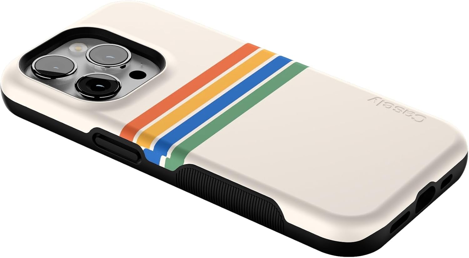 Casely iPhone 14 Pro Case | Totally Groovy | Rainbow Stripes Color Block | Bold Protective Design | Compatible with MagSafe