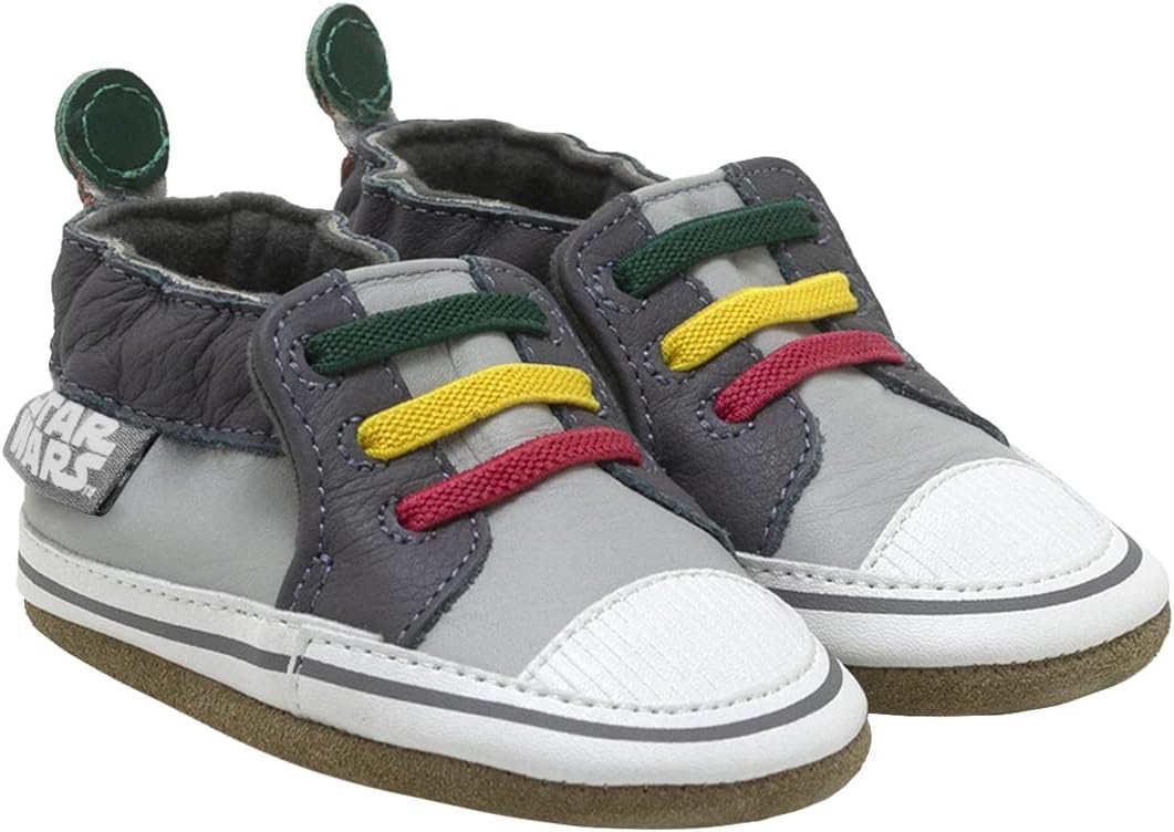 Robeez Star Wars Soft Soles Slip-Resistant Crib Shoes Slippers - Boba Fett Grey - 0-6 Months