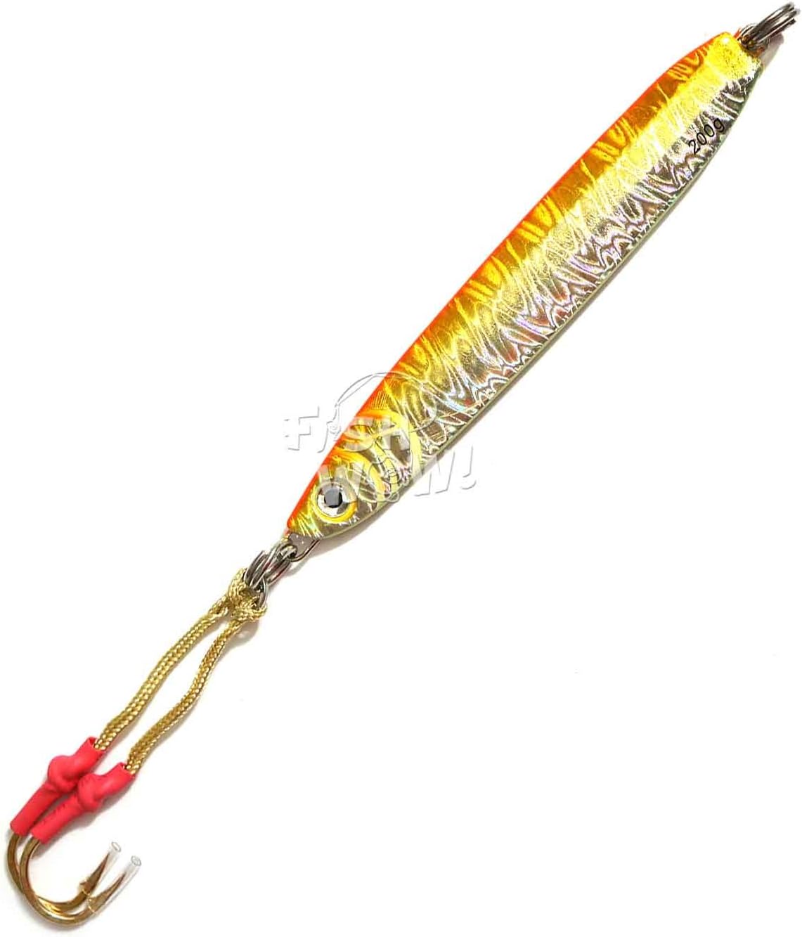 5pcs Fish WOW! 200g Fishing Vertical Metal Speed jig 7oz Trolling Jig with Two Assist Hooks -5 Colors-