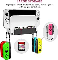 Vista 3 de JDDWIN Kit de soportes compatible con Nintendo SwitchSwitch OLED montaje en pared, interruptor de metalinterruptor OLED soporte vertical para colgar