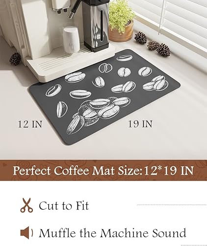 Miniatura 6 de AMOAMI - Tapete de café-Accesorios de barra de café-Tapete de secado absorbente resistente a las manchas para debajo de la cafetera, bandeja para