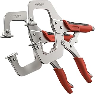 YESWELDER C-Clamp Set of 11 inches 2PK- Robust Design, Heat-Treated Jaws, Chrome-Plated Alloy Steel for Reliable Home or Workshop Use