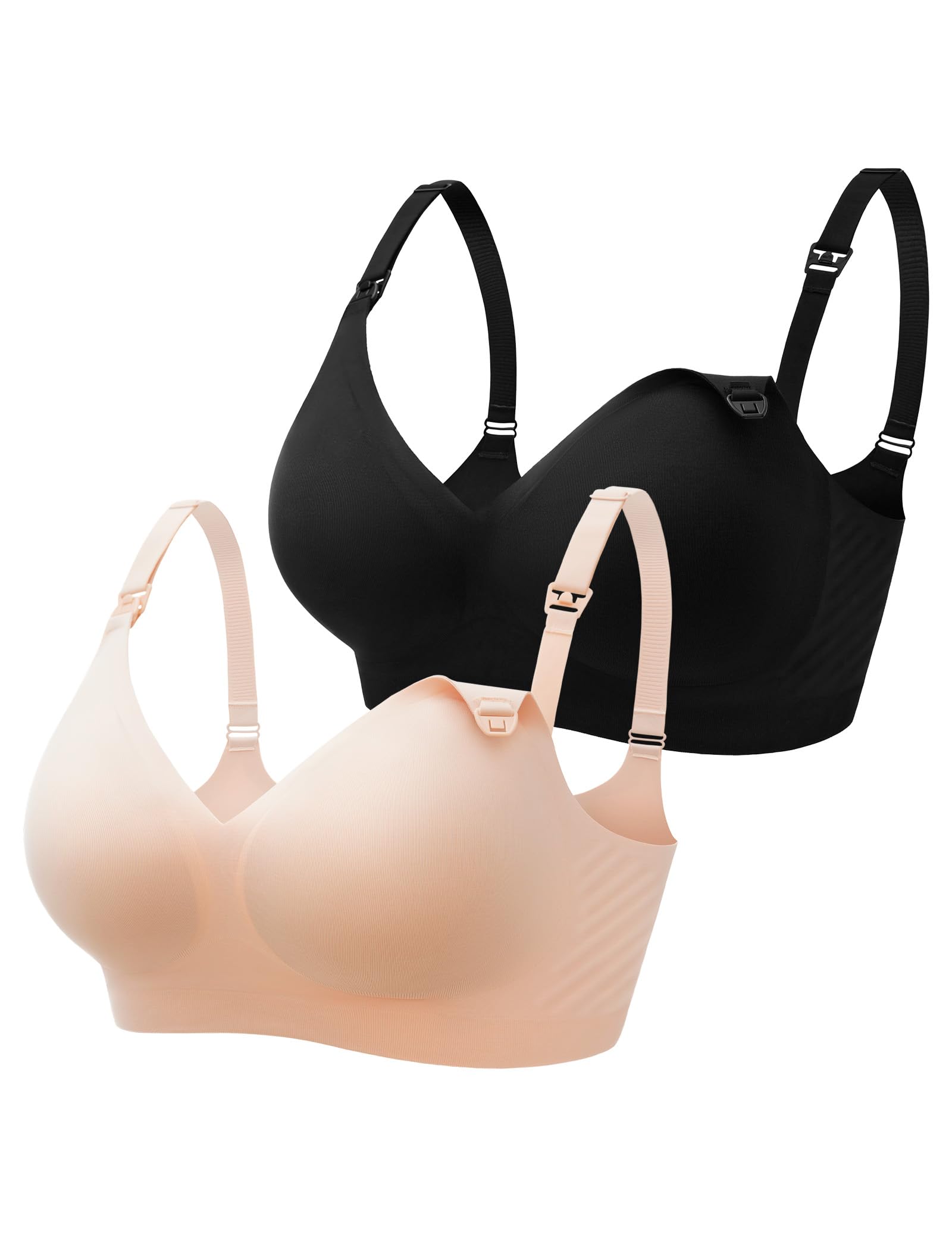 HOFISH Maternity Nursing Bras for Breastfeeding Comfort Seamless Wirefree Pregnancy Bras S-XXL with Bra Extenders & Clips — view 15