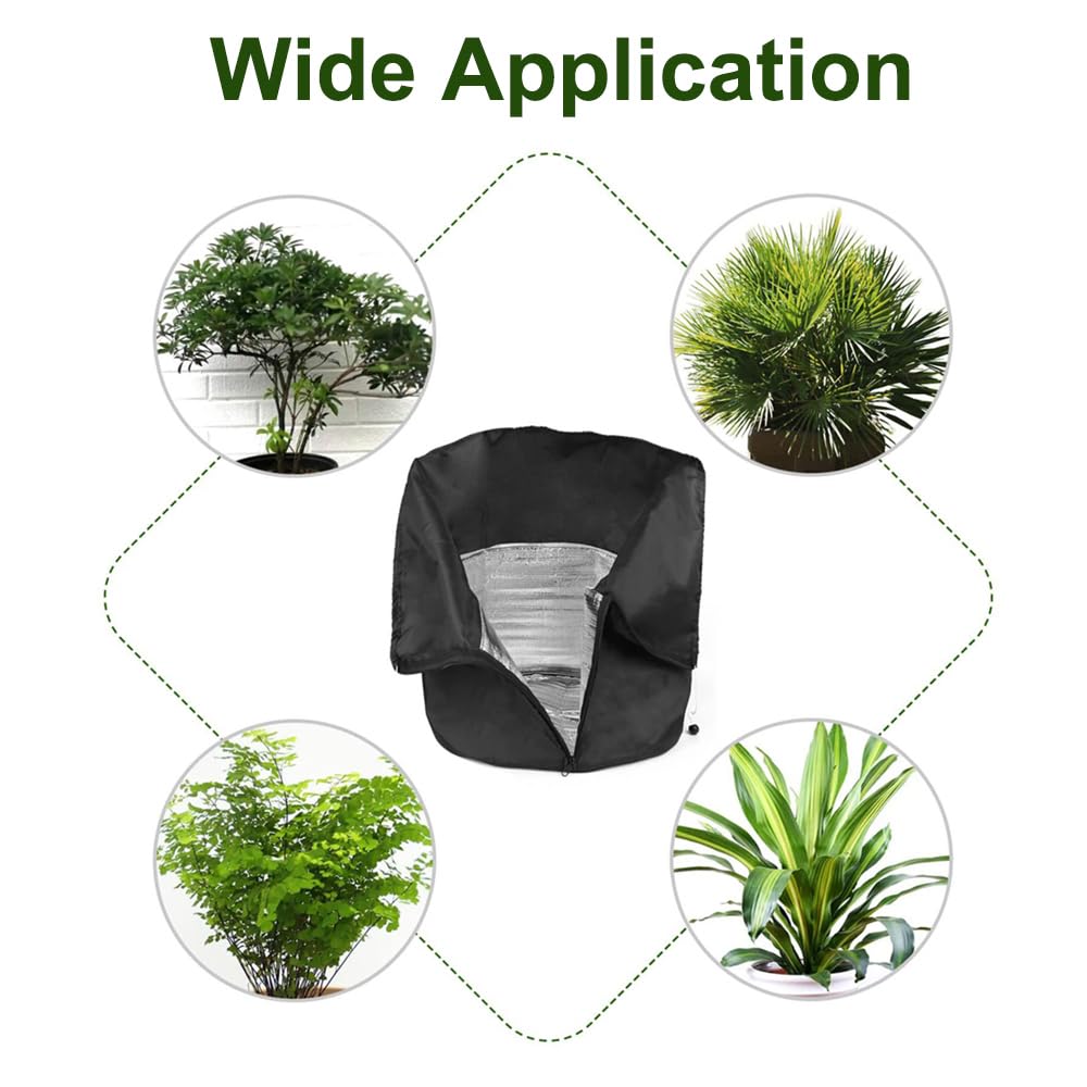 SagaSave Copertura per vasi per piante invernali, protezione antigelo, 65,6 x 69,5 cm, riutilizzabile, protezione per piante da giardino, per piccoli alberi e arbusti (1 pezzo, nero)