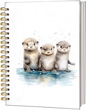 Baby Otter Cute Notebook Journal, Sea Otter Gifts, Cute Notebooks for Women Girls Otter Lovers, College Ruled Hardcover Spiral Notebook Journal for Work Notes Journaling 5.5x8.3
