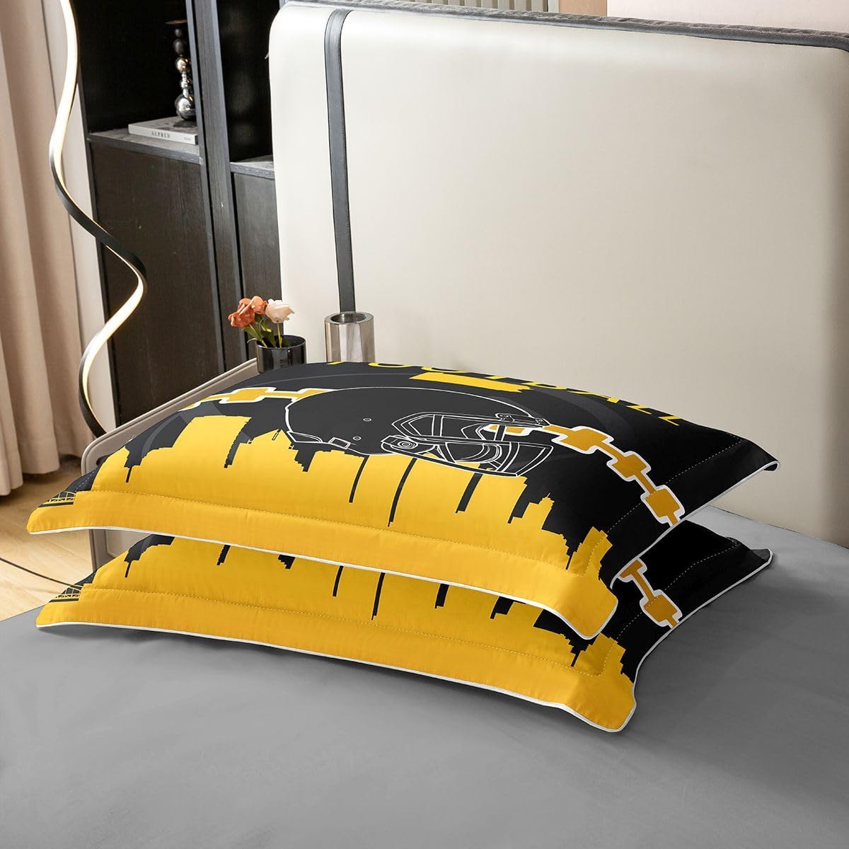 Erosebridal Rugby 100% Organic Cotton Duvet Cover for Kids Boys Girls, Football Lovers Bedding Set King, Football Player Bed Sets with 2 Pillow Shams