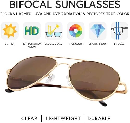 Miniatura 3 de VITENZI Gafas de sol bifocales para hombres y mujeres Aviador Lectura Gafas de sol tintadas con lectores - Milan