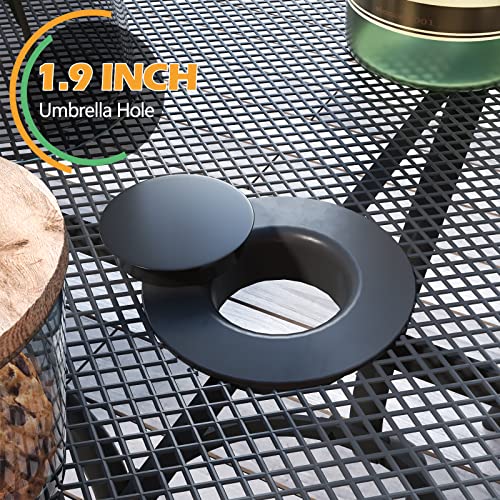 Jinlly Outdoor Patio Dining Table, 27.6 Inch Square Metal Bistro Tables With Umbrella Hole, Outside Porch Tables For Patio Backyard Garden Balcony, Dark Grey #TOP3