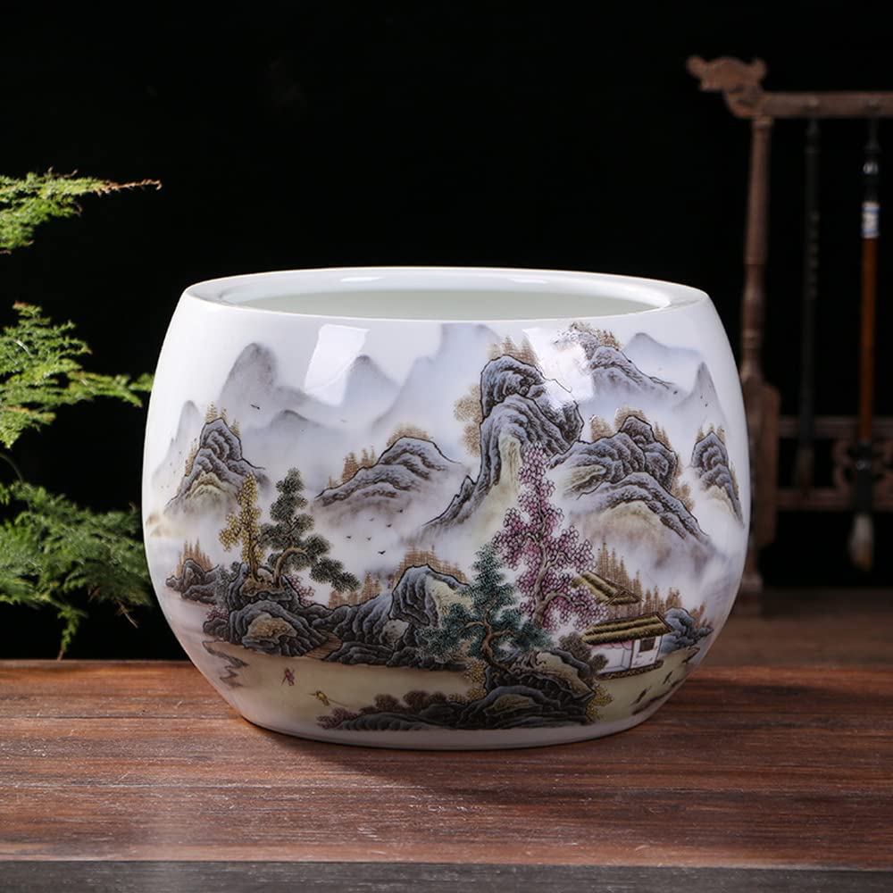 DFGHNBVC Jingdezhen Ceramic Flowerpot For Cactus Succulent Plant Pot Chinese Style Bonsai Pots Flower Pot NO Drainage Hole Container Planter For Home Garden Decor,E