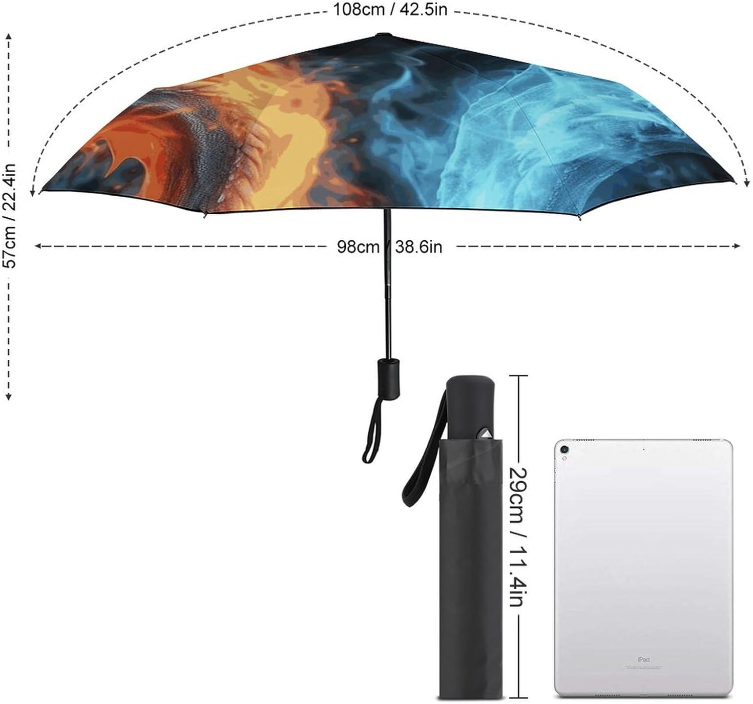 Windproof Travel Umbrellas for Rain Auto Open Close Folding Rain Umbrella Ice And Fire Dragons Portable Umbrella for Travel