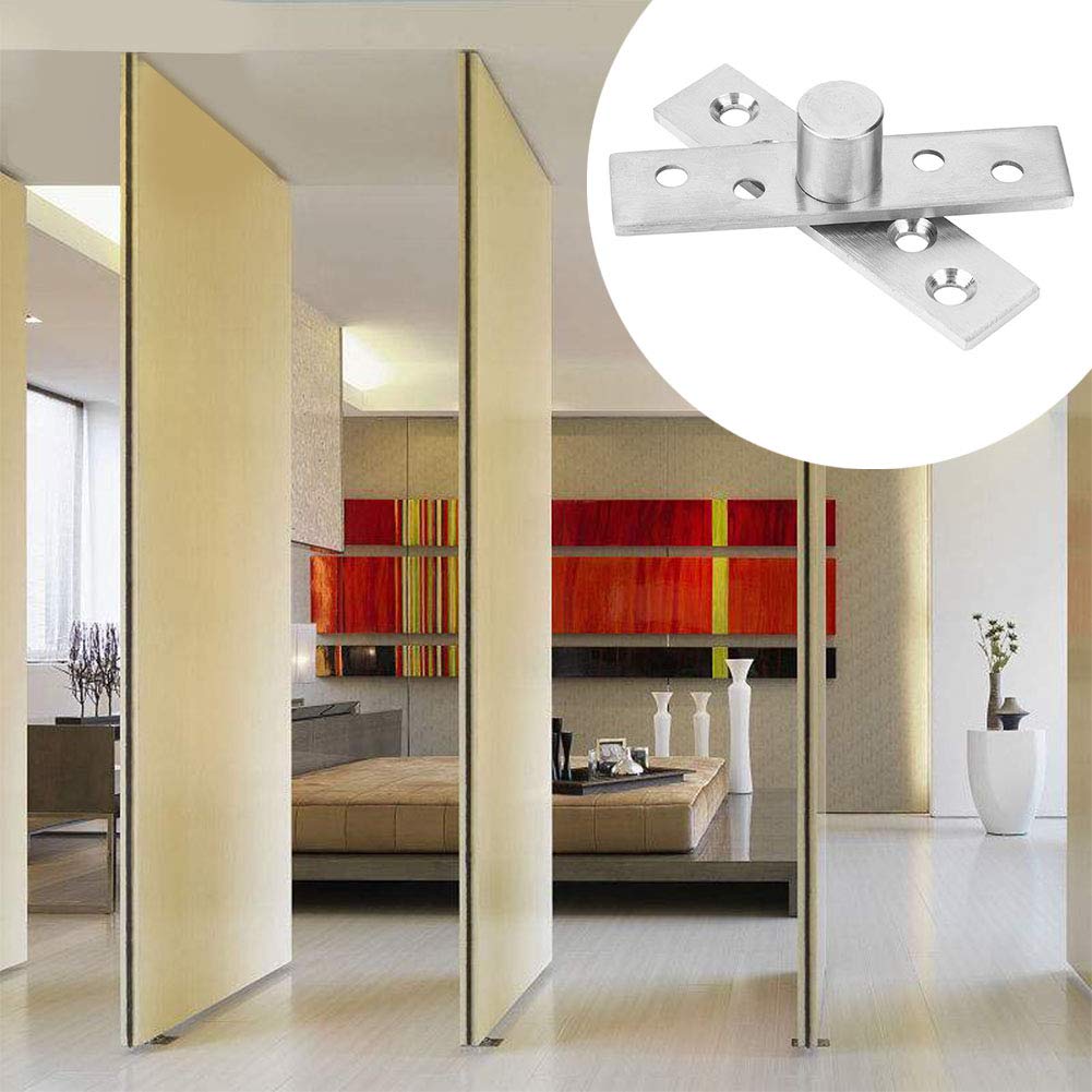 Revolving Door Hinge, 2 Pack 360 Degree Rotation Door Hinges, Stainless Steel Concealed Pivot Hinges 75 X 17mm Up Down Shaft Door Window, Door Hinges (Center shaft) stainless steel door hinges