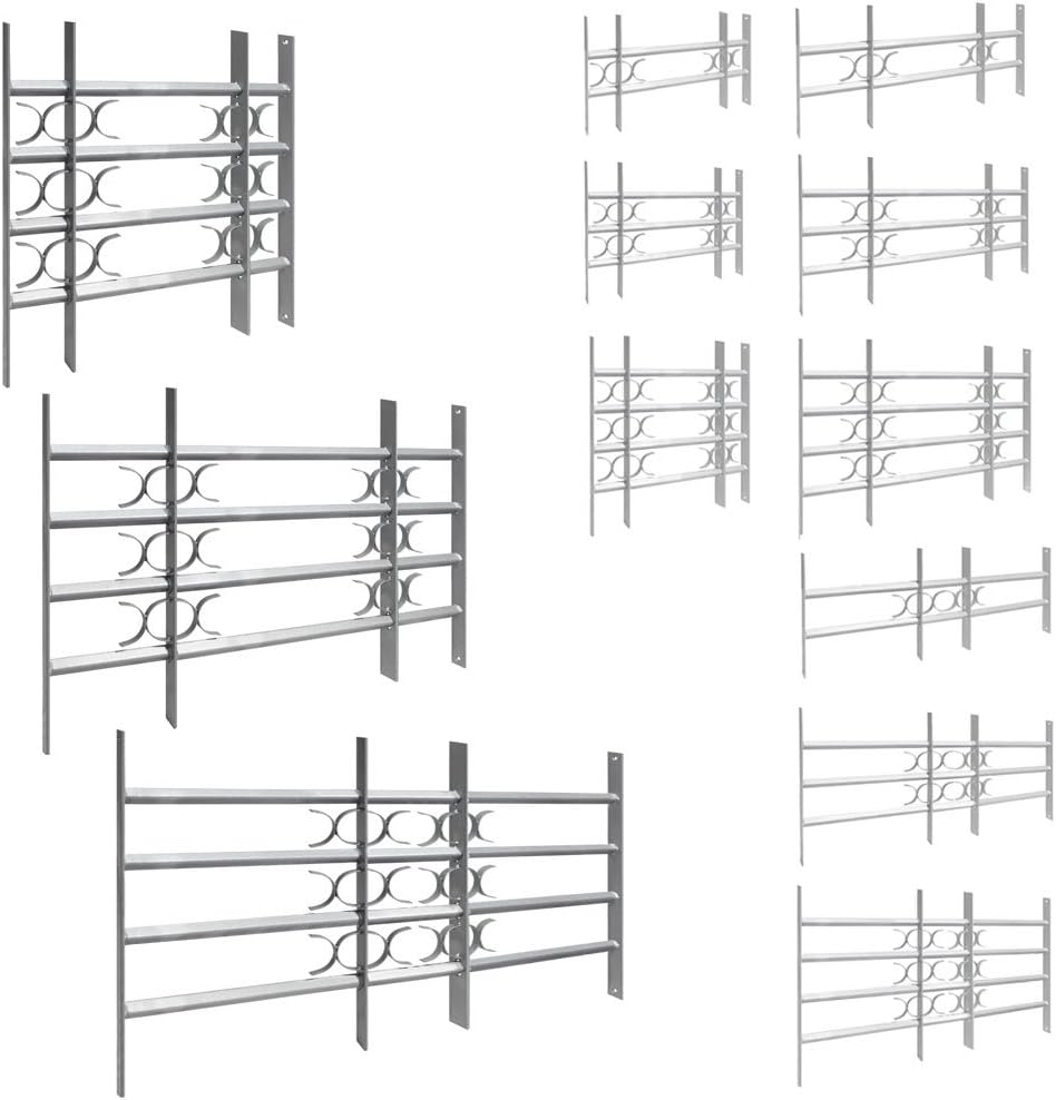 Pull-out Window Security Safety Grill Grille Home Protection Shed Bars Steel V2Aox, Size:60 x 50 - 65 cm