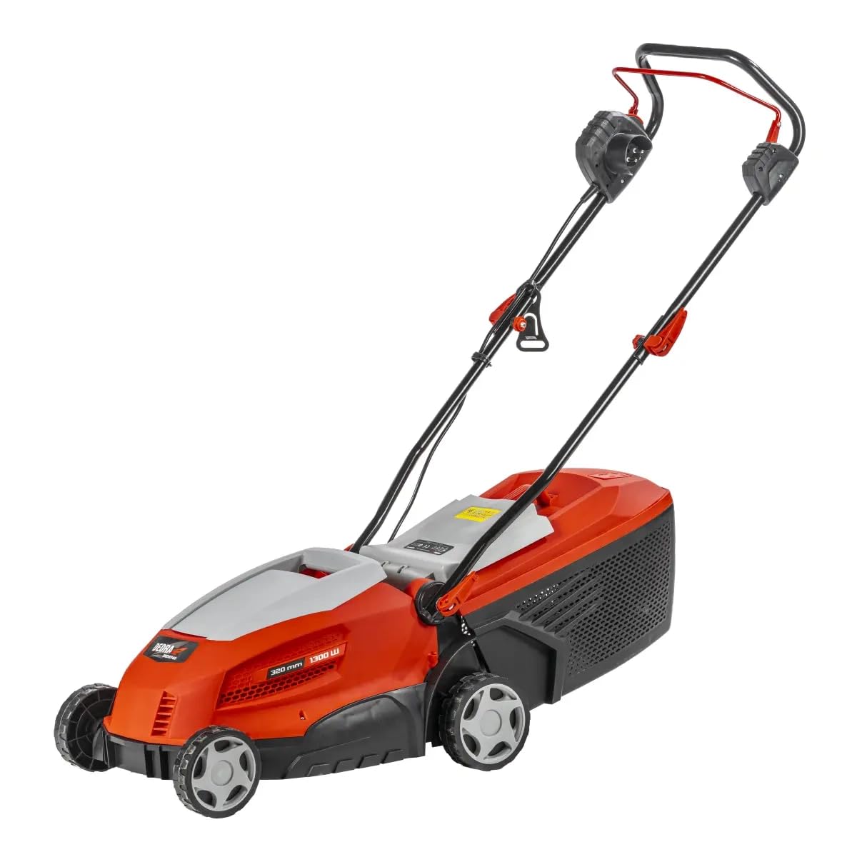 Cortacésped eléctrico Garden Dedra DED8740, Ancho de Corte 320 mm, Todos los Tipos de césped – 30 l Bolsa de recolección, 1300 W, Corte de 30 – 60 mm, Plegable, Peso 12 kg con Mango ergonómico