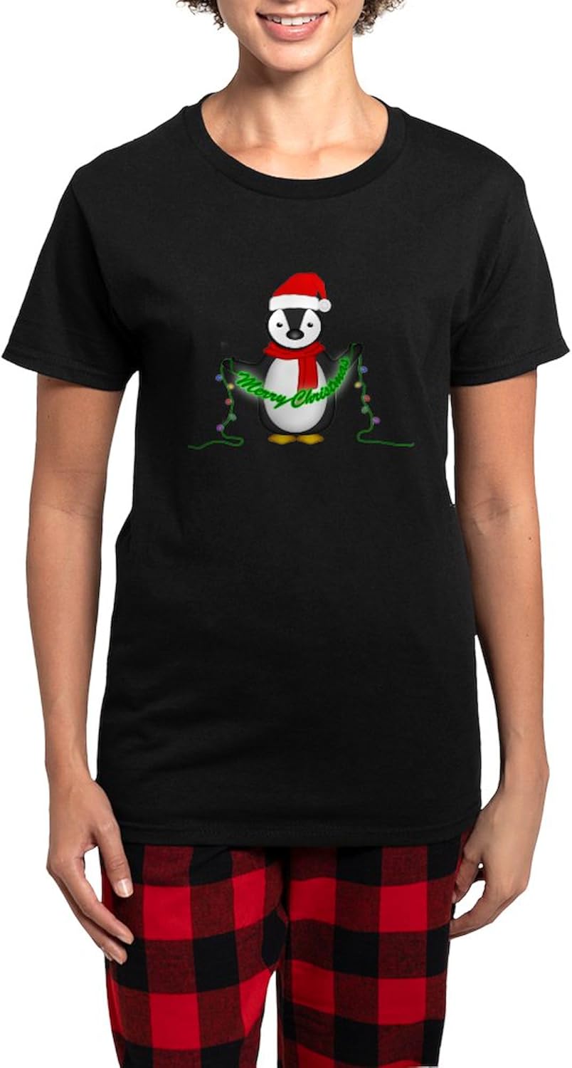 CafePress Penguin With Lights Women's Dark Pajamas Womens Novelty PJ Sleepwear