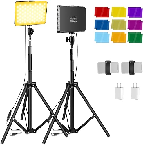 Miniatura 1 de Juego de 2 paquetes de iluminación de video luz LED Sutefoto para fotografía de video kit de luz de arranque con dos trípode ajustables brillo