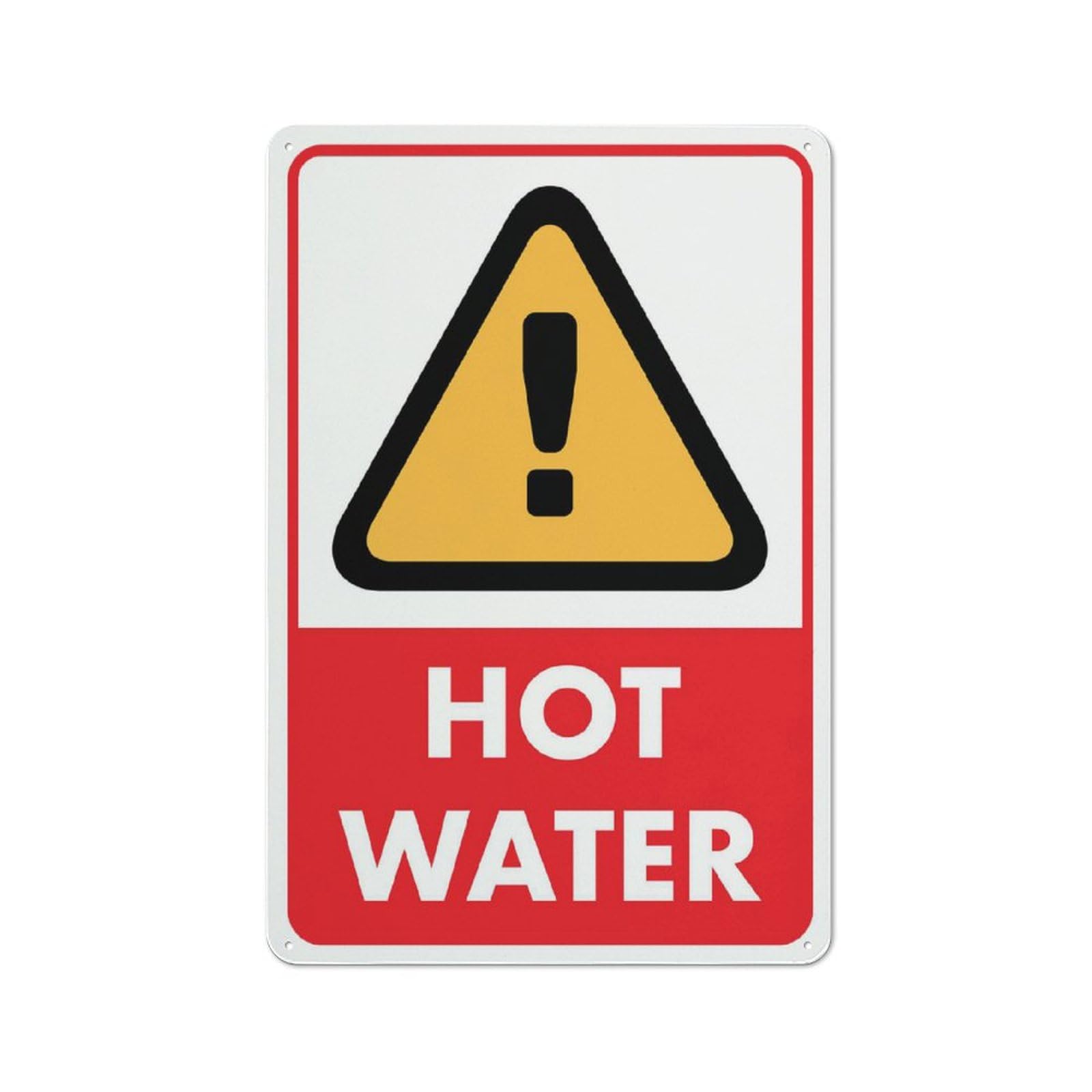 Caution - Hot Water (Red) Sign for House & Yard, 8x12 Inch Premium Aluminum, Sun-Proof, Rust-Free
