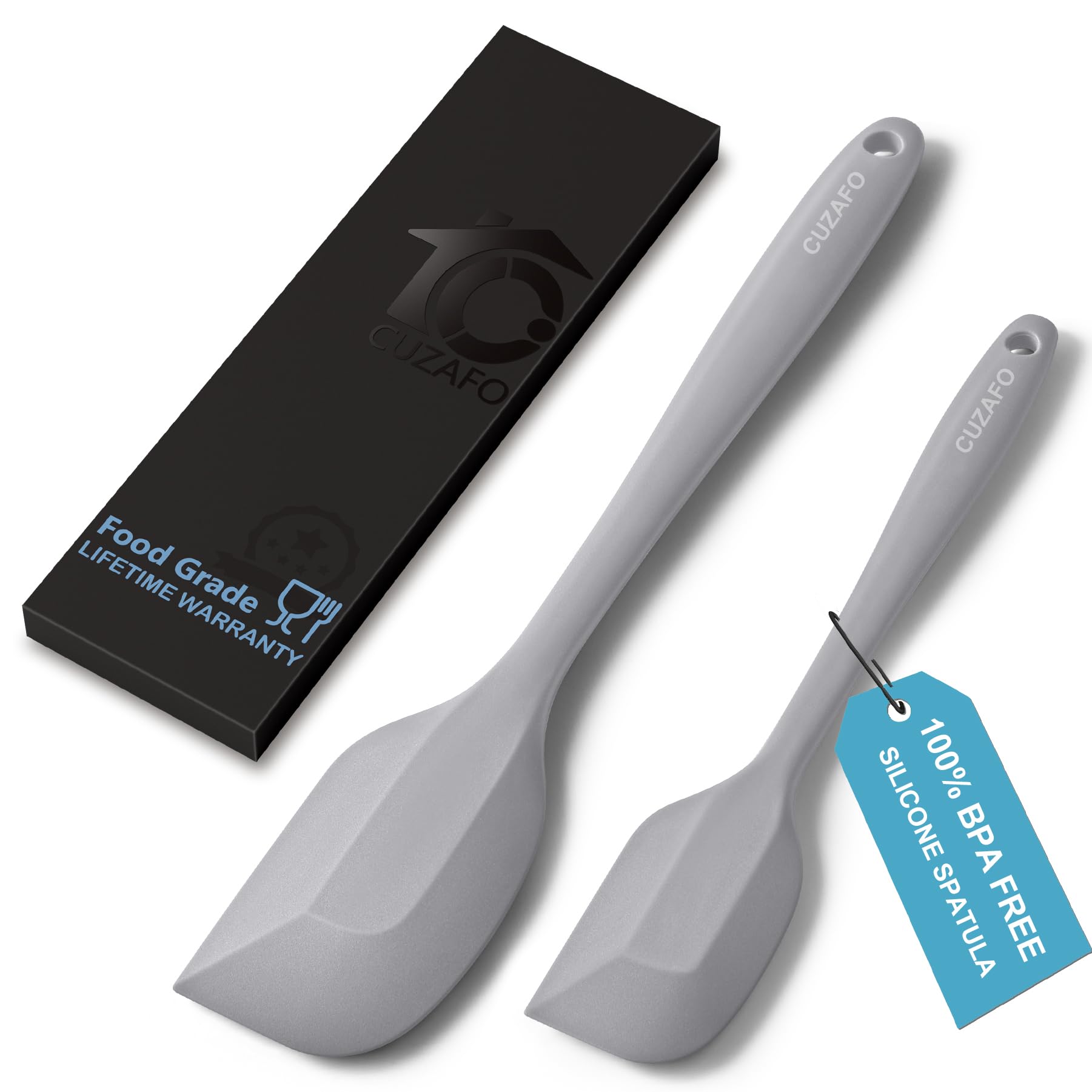 Espátulas de silicona, resistentes al calor, sin BPA, aptas para lavavajillas, para utensilios de cocina antiadherentes, color gris