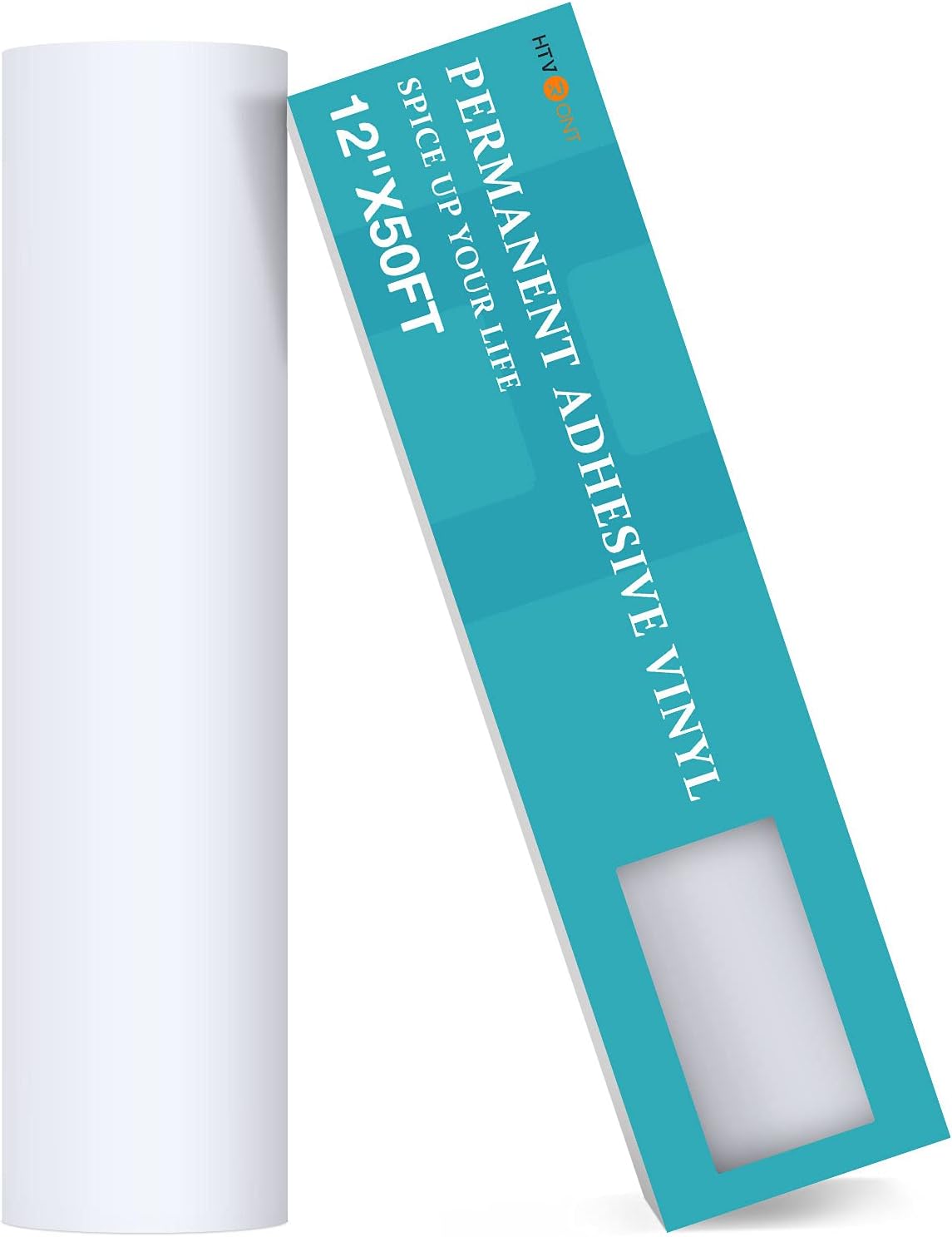 HTVRONT White Permanent Vinyl - 12" x 50 FT Matte White Adhesive Vinyl Sheets Compatible with Cricut Cutting Machine, Silhouette and Cameo Cutters