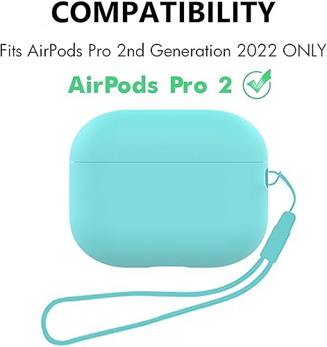 Miniatura 4 de Airpods Pro 2 - Funda protectora de silicona suave compatible con Apple AirPods Pro de 2 generación 2022 LED frontal visible (verde menta)