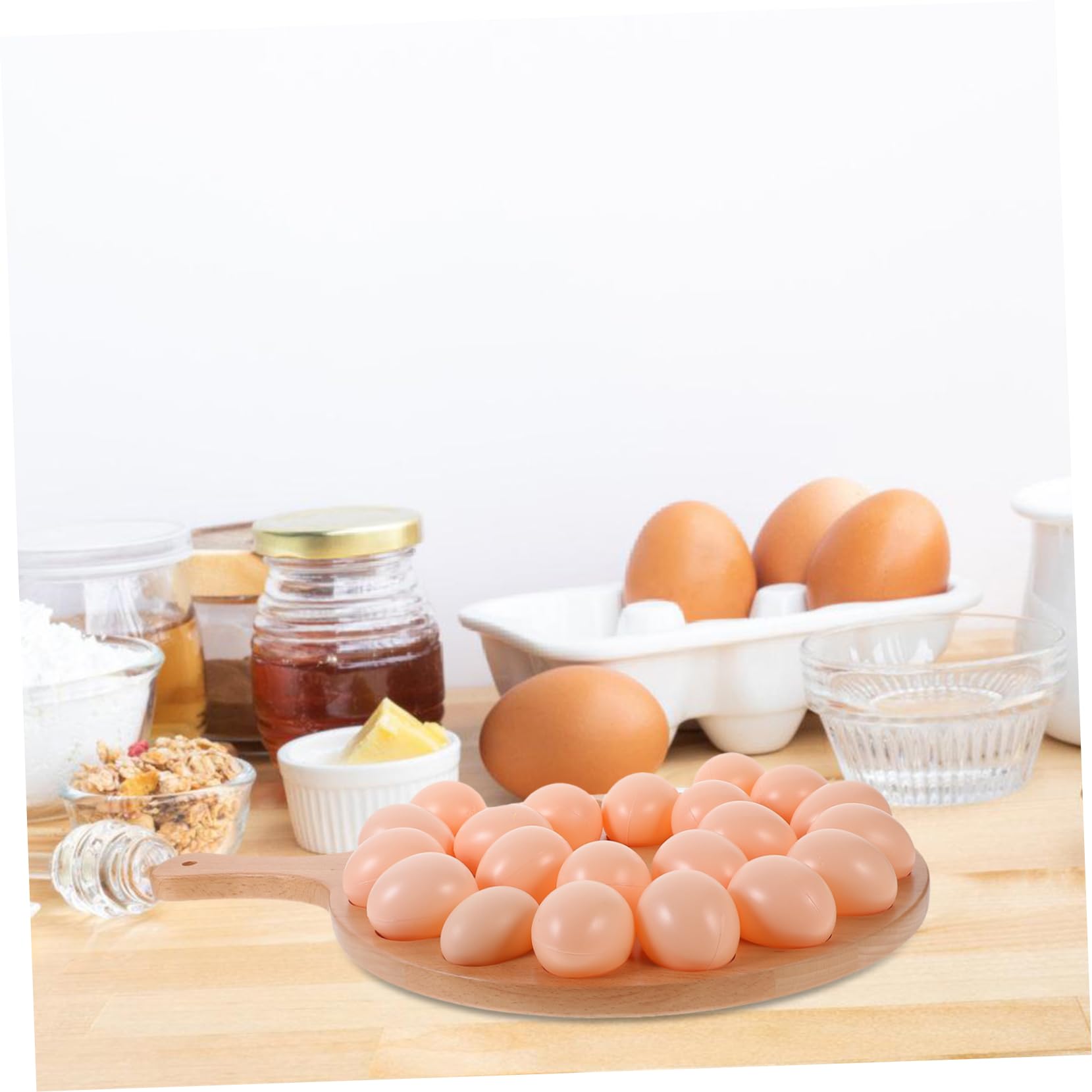 HEALEEP Easter Decor Egg Tray Wooden Deviled Egg Holder Sturdy Practical Storage