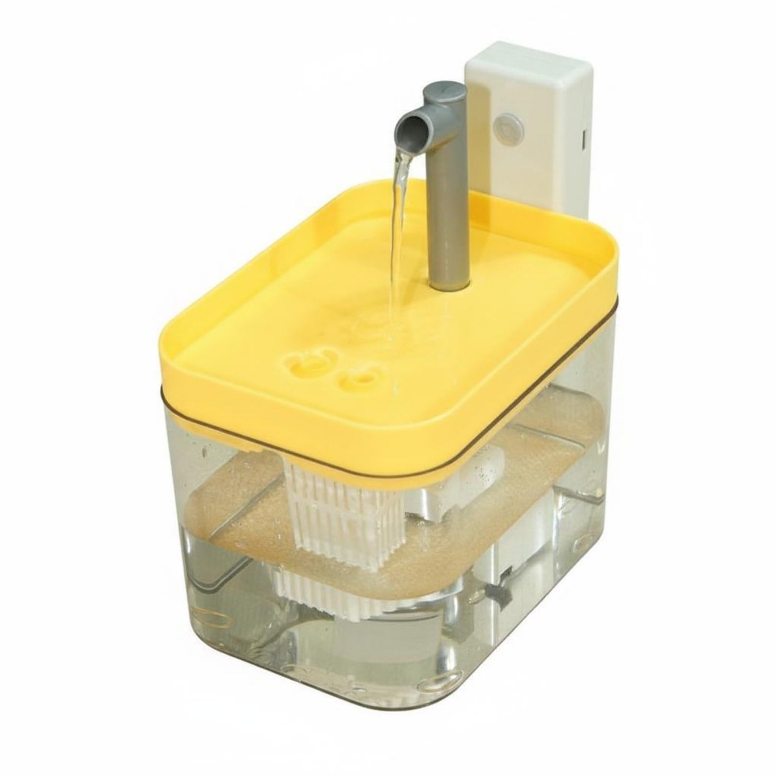 Dispositivo Automatico per Bere Fontana Distributore Abbeveratoio Depuratore con Acqua in Ricircolo Filtro Stratificato, Giallo Trasparente, Acqua Circolante Con Sensore