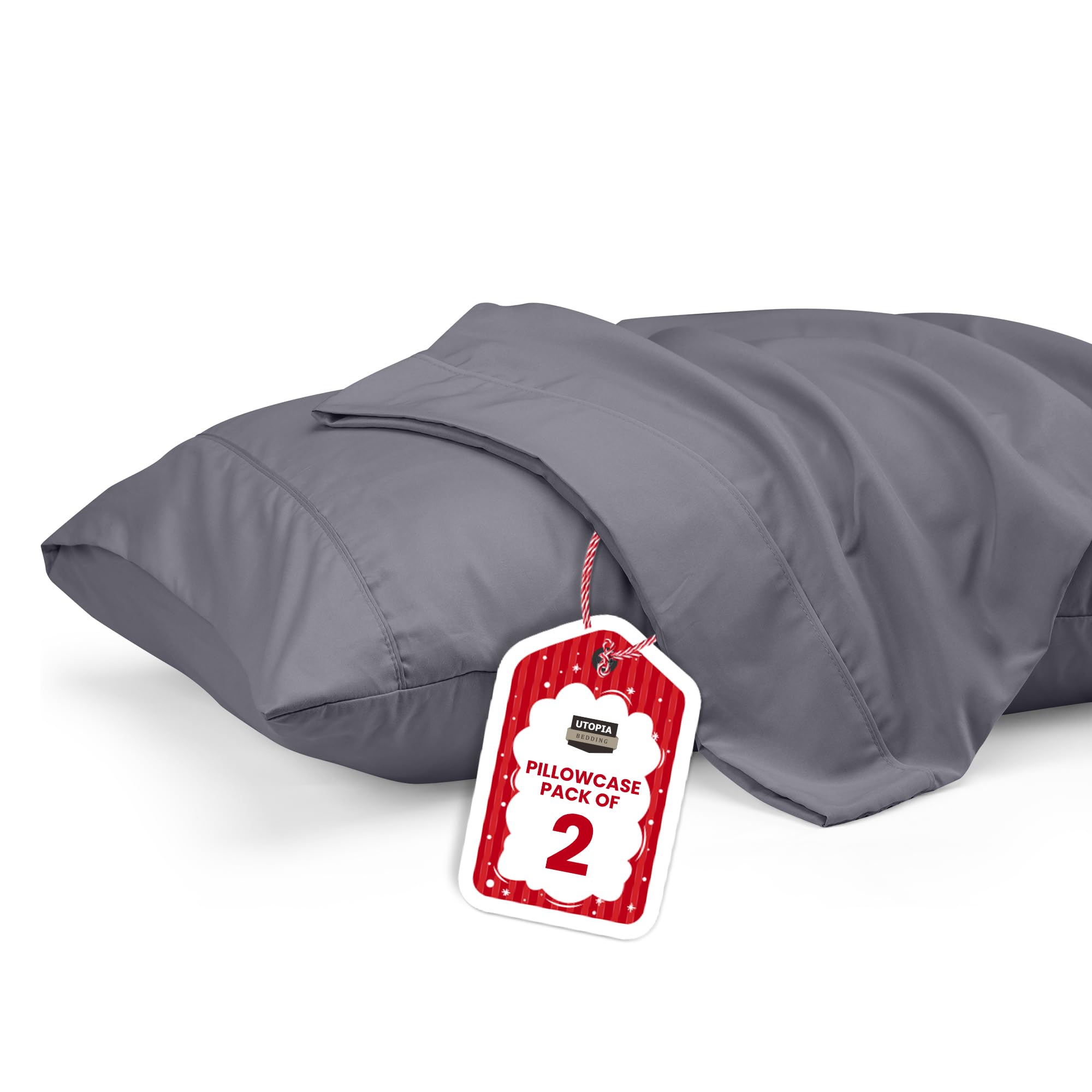 Utopia Bedding Queen Pillow Cases - 2 Pack - Envelope Closure - Soft Brushed Microfiber Fabric - Shrinkage and Fade Resistant Pillow Covers 20 X 30 Inches (Queen, Grey)