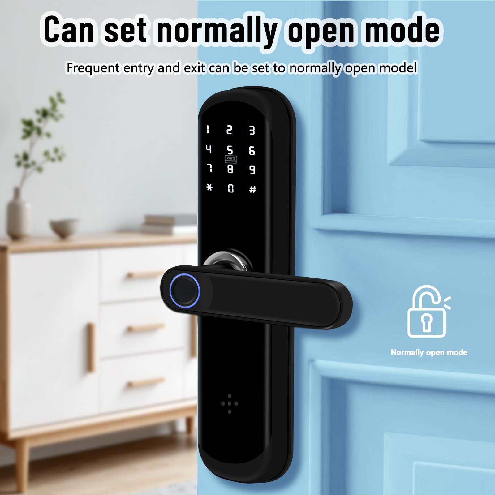 Tuya Smart Door Lock - Serratura per porta con impronte digitali e tastiera con maniglia | Serratura elettronica Bluetooth | Adatto per case, appartamenti e uffici | Serratura elettronica a