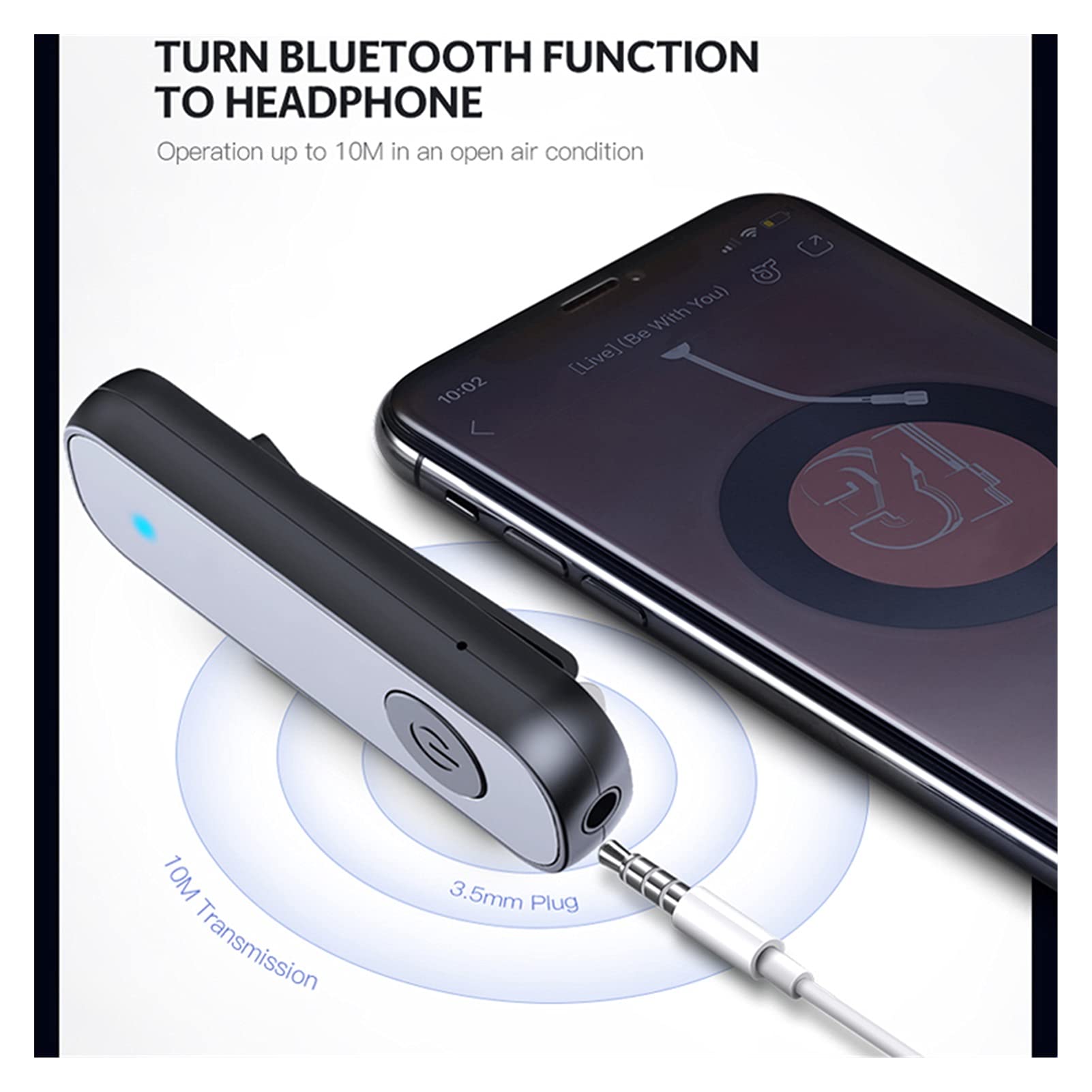 Adapter audio Bluetooth. Odbiornik Bluetooth 5.0 3,5 mm 3.5 AUX. Jacek USB. Stereo Clip Muzyka bezprzewodowa adapter audio z mikrofonem do zawodnika