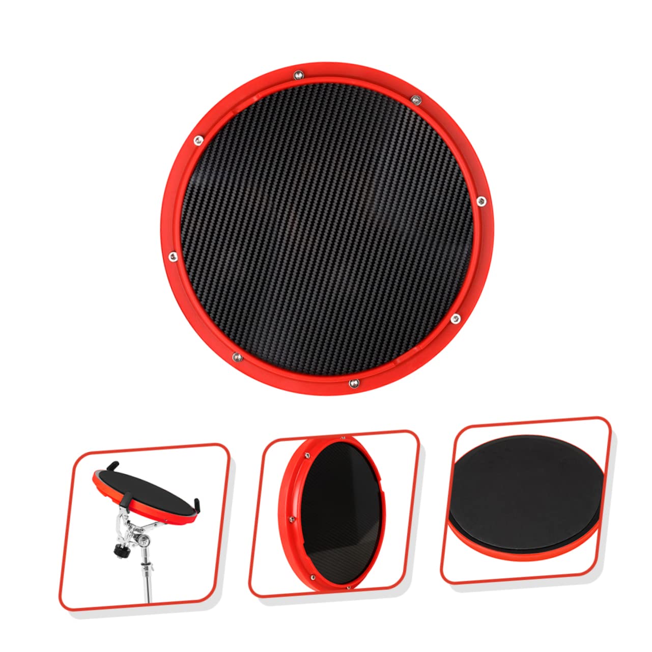 Pad de Batería de Fibra de Carbono 10 Pulgadas Metrónomo Rojo | Abs y Plástico, para Principiantes, Práctica de Batería y Pads Silenciados
