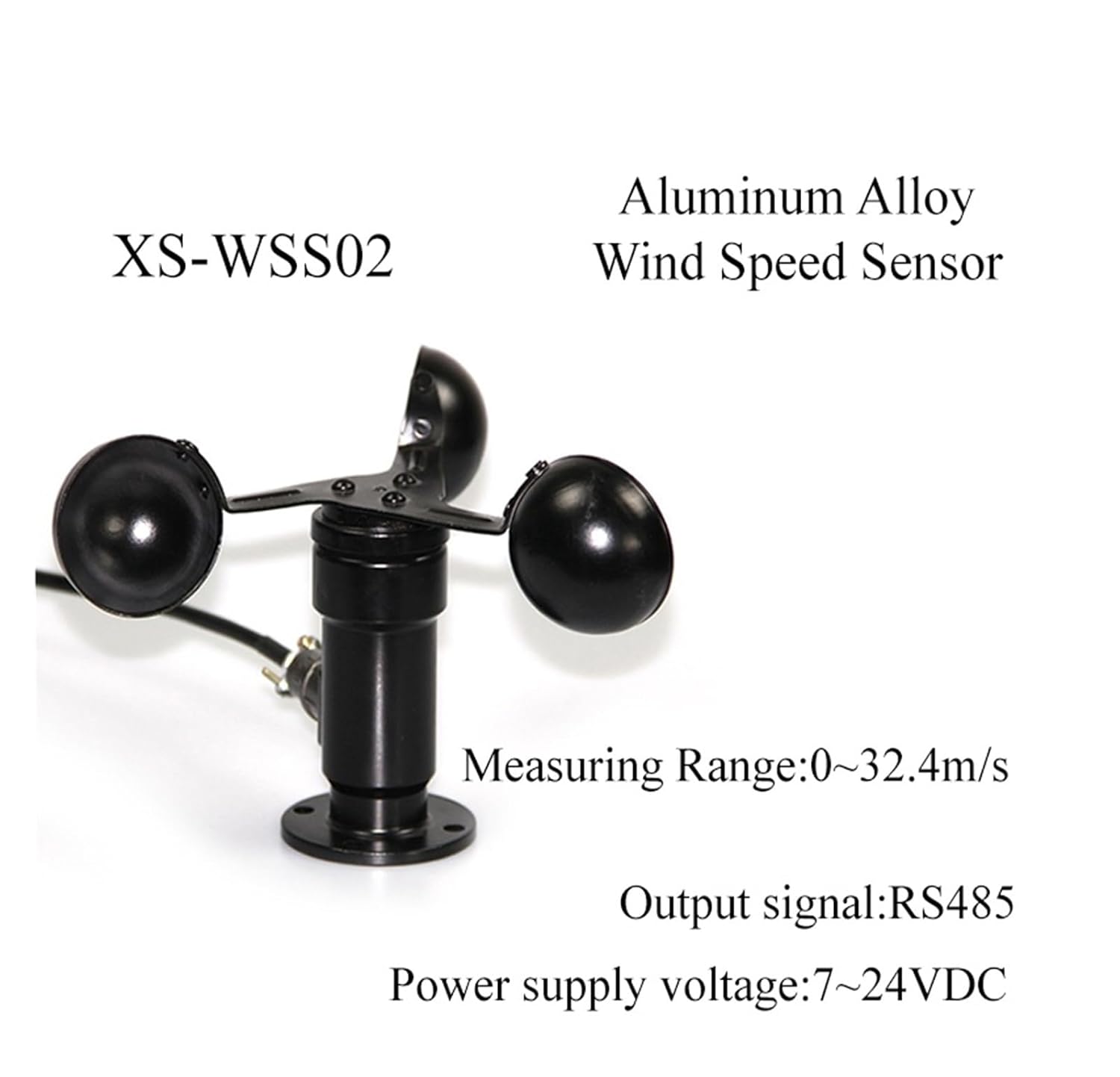 XS-WSS02 Aluminium Alloy Wind Speed Sensor, Boat Anemometer Digital Airport Outdoor(XS-WSS02-24V-RS85)