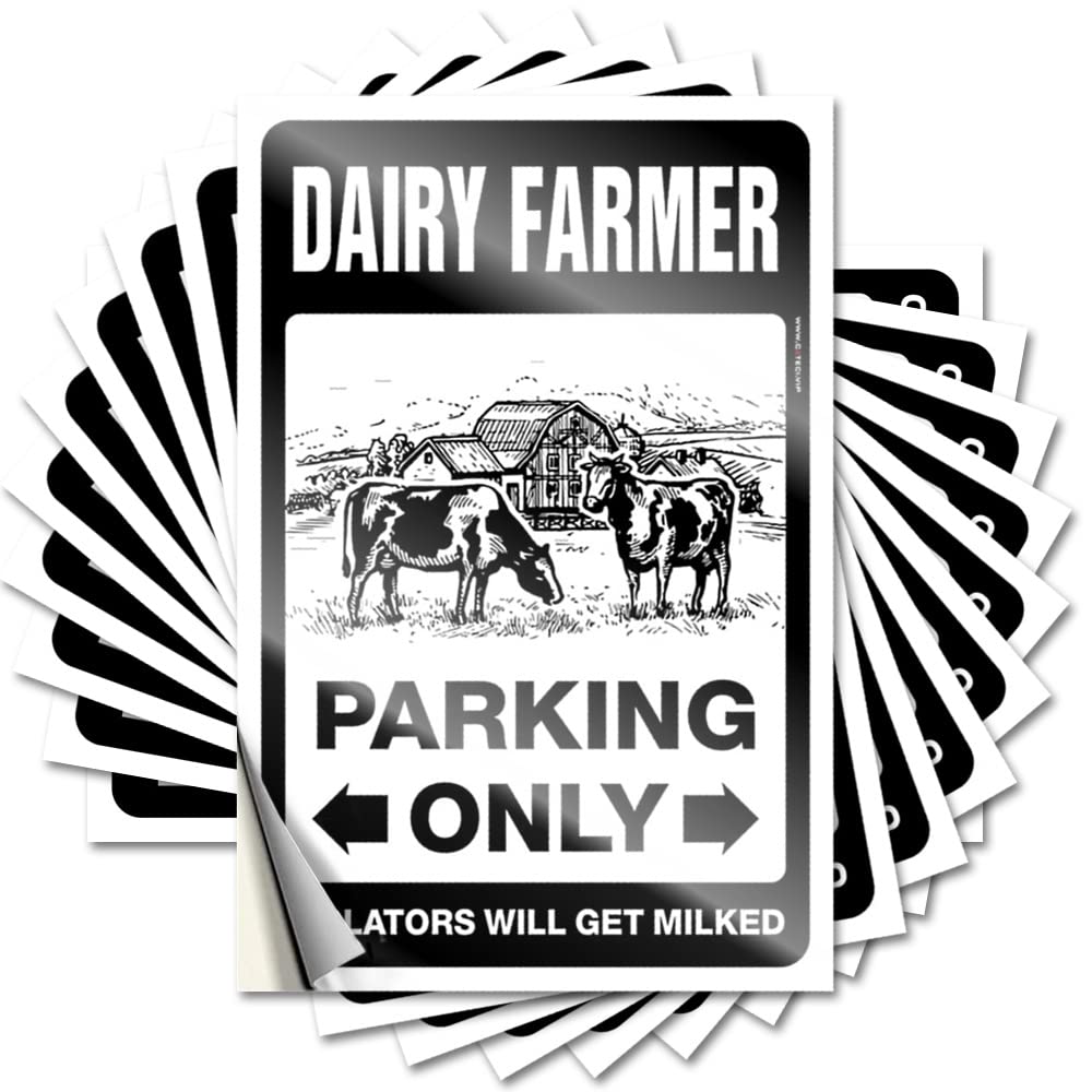 Front Door Decor Drinking Decals - Dairy Farmer Parking Only Laptop Waterproof Vinyl Sticker(6X9CM)