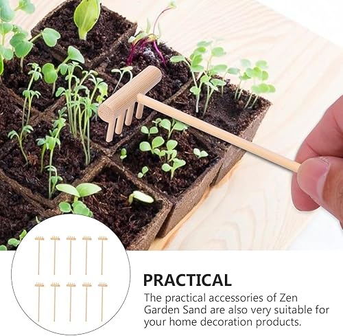 Miniatura 7 de YARNOW 20 piezas de rastrillos de jardín zen de bambú, mini herramientas de mesa para decoración del hogar, 5.5 x 1.4 x 1.6 pulgadas