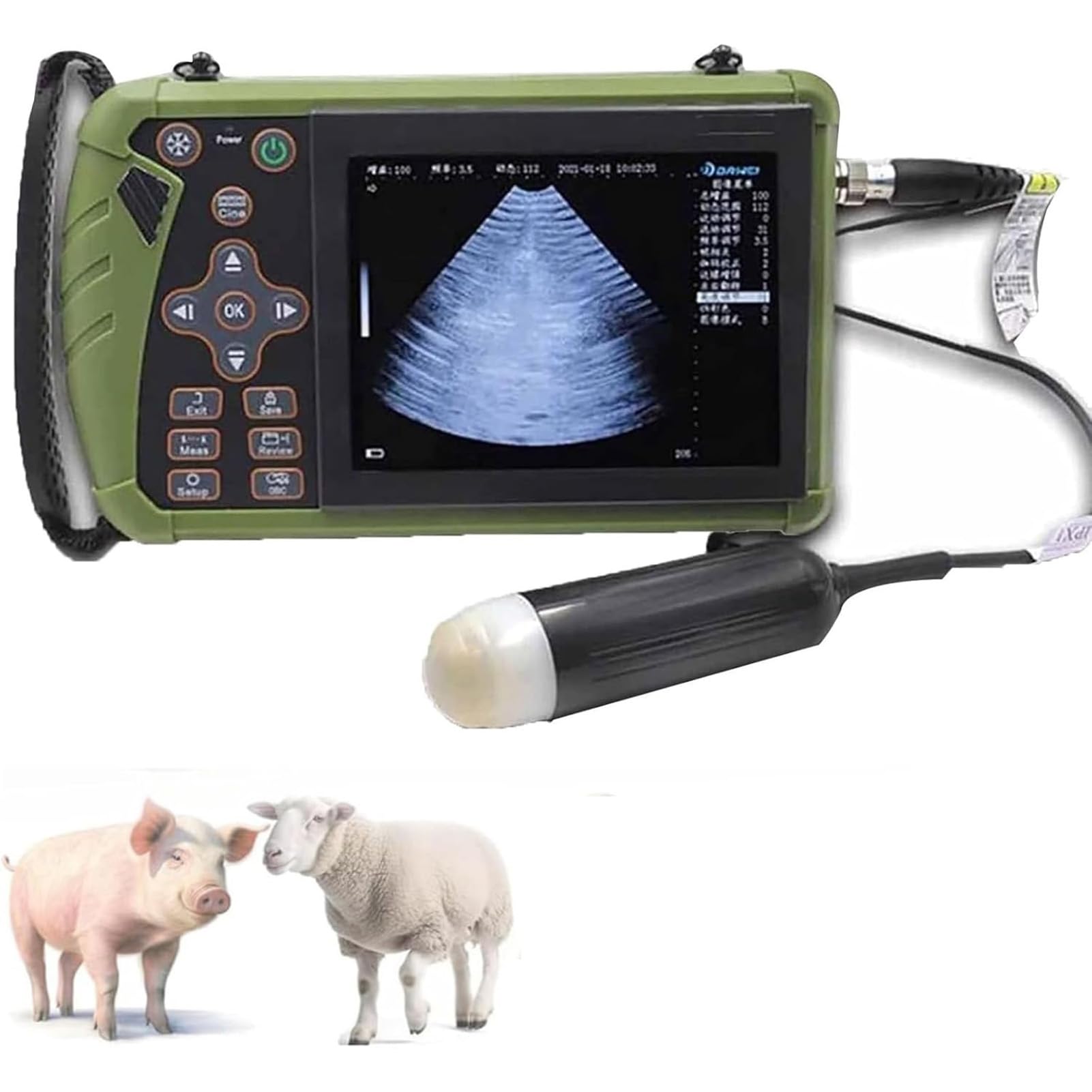 Appareil échographie Vétérinaire Portable Testeur De Grossesse À Ultrasons Multifonctionnel,avec Sonde 3,5 MHz,écran Couleur 5,6 Pouces,pour Porcs Et Moutons Et pour Test De Gestation